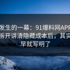 刚刚发生的一幕：91爆料网APP权限这波拆开讲清隐藏成本后，其实答案早就写明了