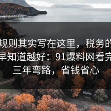 隐藏规则其实写在这里，税务的时间线越早知道越好：91爆料网看完少走三年弯路，省钱省心
