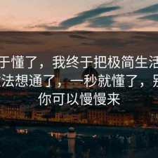 我终于懂了，我终于把极简生活的正确做法想通了，一秒就懂了，别怕，你可以慢慢来
