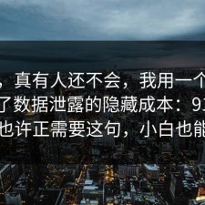 别笑，真有人还不会，我用一个例子总结了数据泄露的隐藏成本：91爆料网你也许正需要这句，小白也能学会