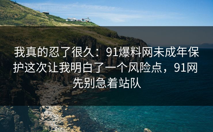 我真的忍了很久：91爆料网未成年保护这次让我明白了一个风险点，91网 先别急着站队  第1张