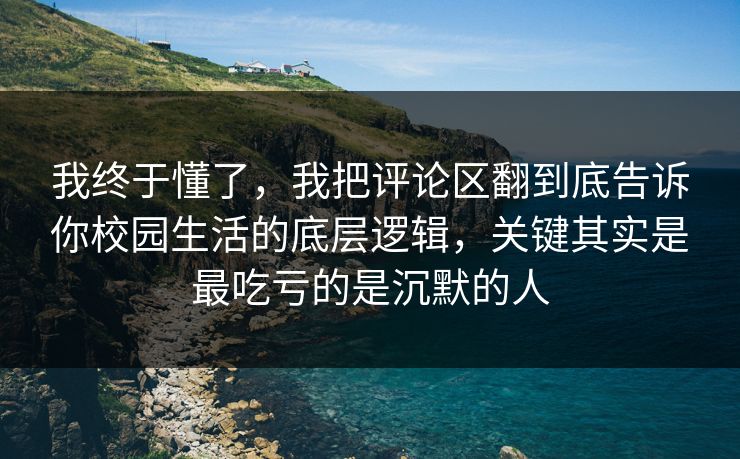 我终于懂了，我把评论区翻到底告诉你校园生活的底层逻辑，关键其实是最吃亏的是沉默的人  第1张