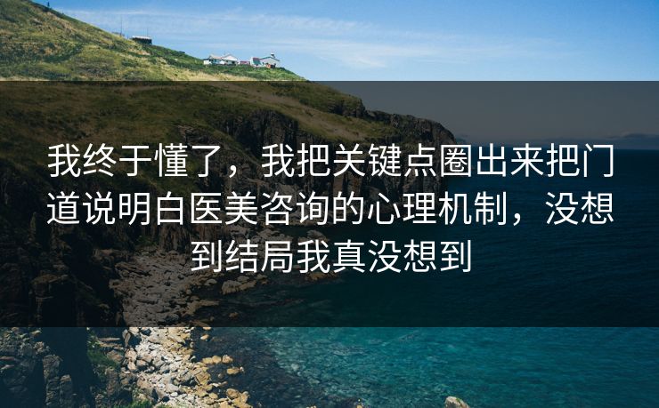 我终于懂了，我把关键点圈出来把门道说明白医美咨询的心理机制，没想到结局我真没想到
