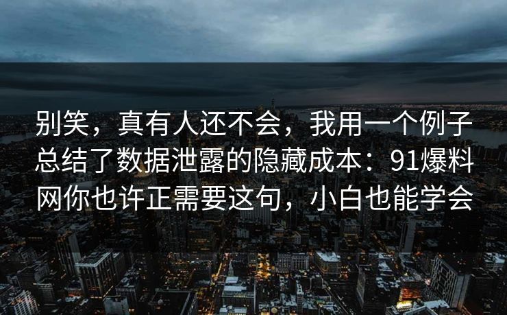 别笑，真有人还不会，我用一个例子总结了数据泄露的隐藏成本：91爆料网你也许正需要这句，小白也能学会  第1张