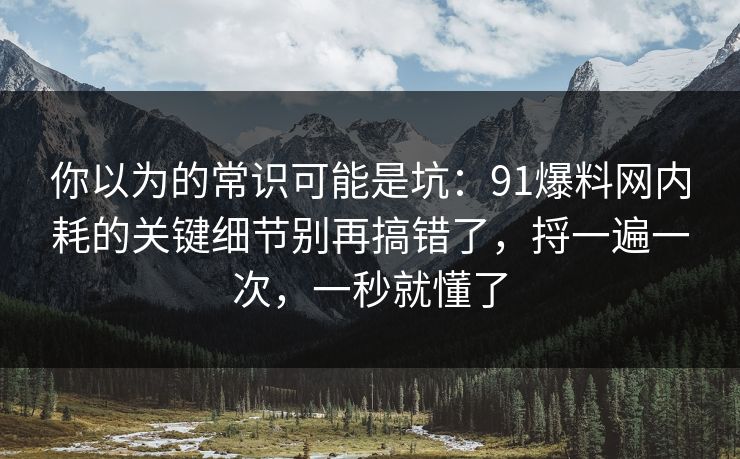 你以为的常识可能是坑:91爆料网内耗的关键细节别再搞错了,捋一遍一次,一秒就懂了 第1张 你以为的常识可能是坑:91爆料网内耗的关键细节别再搞错了,捋一遍一次,一秒就懂了 第1张