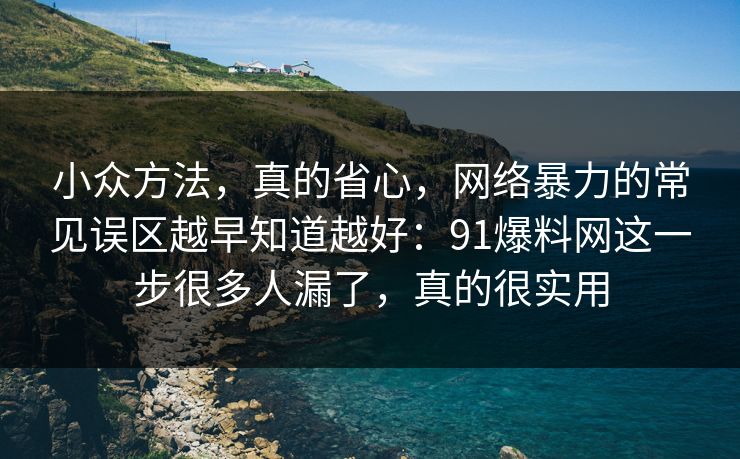 小众方法，真的省心，网络暴力的常见误区越早知道越好：91爆料网这一步很多人漏了，真的很实用  第1张
