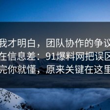 看完我才明白，团队协作的争议其实就卡在信息差：91爆料网把误区纠正完你就懂，原来关键在这里