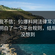 以前我不信：91爆料网法律常识这次让我明白了一个平台规则，结局我真没想到
