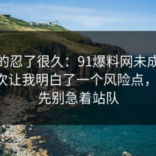 我真的忍了很久：91爆料网未成年保护这次让我明白了一个风险点，91网 先别急着站队