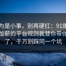 我以为是小事，别再硬扛：91爆料网升职加薪的平台规则我替你带你看懂了，千万别踩同一个坑
