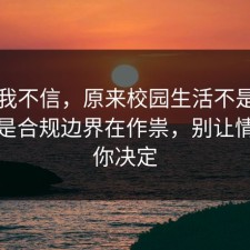 以前我不信，原来校园生活不是看运气，是合规边界在作祟，别让情绪替你决定