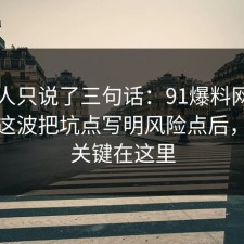 当事人只说了三句话：91爆料网职场沟通这波把坑点写明风险点后，原来关键在这里