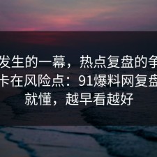 刚刚发生的一幕，热点复盘的争议其实就卡在风险点：91爆料网复盘完你就懂，越早看越好