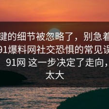 最关键的细节被忽略了，别急着下结论：91爆料网社交恐惧的常见误区对上了，91网 这一步决定了走向，后劲太大