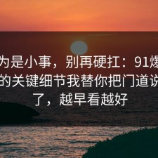 我以为是小事，别再硬扛：91爆料网社保的关键细节我替你把门道说明白了，越早看越好