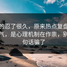 我真的忍了很久，原来热点复盘不是看运气，是心理机制在作祟，别被一句话骗了