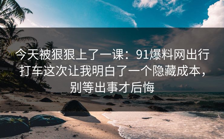 今天被狠狠上了一课：91爆料网出行打车这次让我明白了一个隐藏成本，别等出事才后悔  第1张