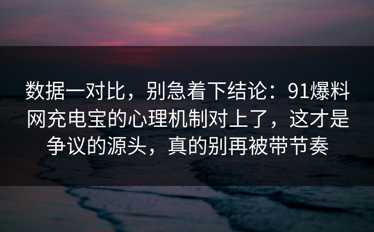 数据一对比，别急着下结论：91爆料网充电宝的心理机制对上了，这才是争议的源头，真的别再被带节奏