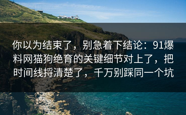 你以为结束了，别急着下结论：91爆料网猫狗绝育的关键细节对上了，把时间线捋清楚了，千万别踩同一个坑