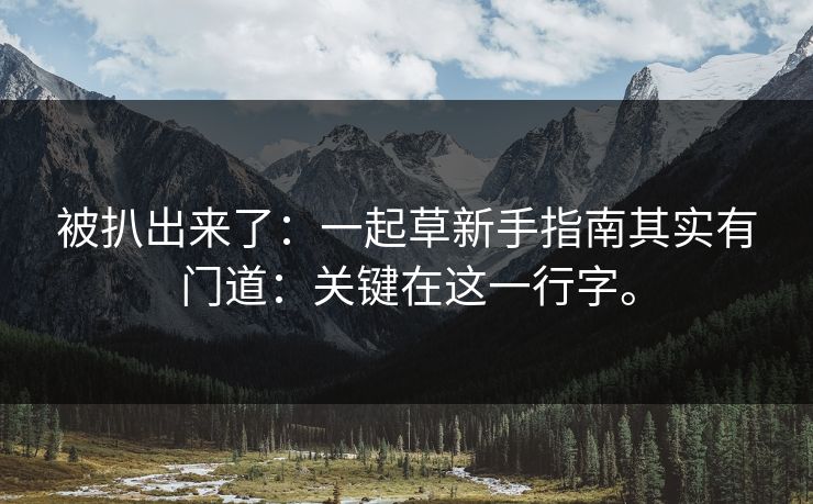 被扒出来了:一起草新手指南其实有门道:关键在这一行字。 第1张 被扒出来了:一起草新手指南其实有门道:关键在这一行字。 第1张