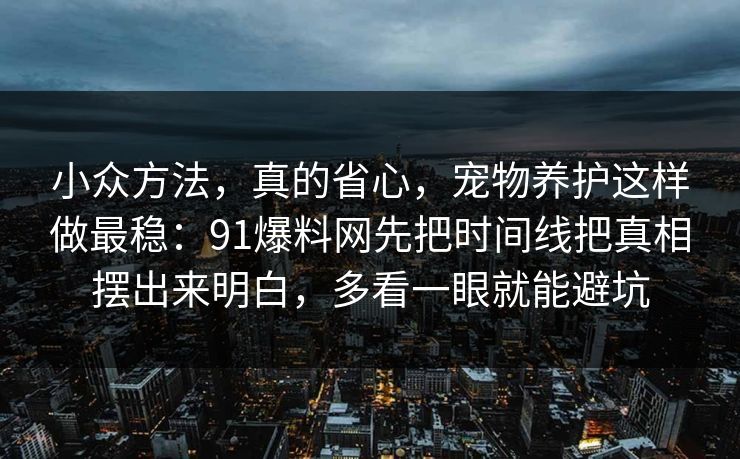 小众方法，真的省心，宠物养护这样做最稳：91爆料网先把时间线把真相摆出来明白，多看一眼就能避坑  第1张